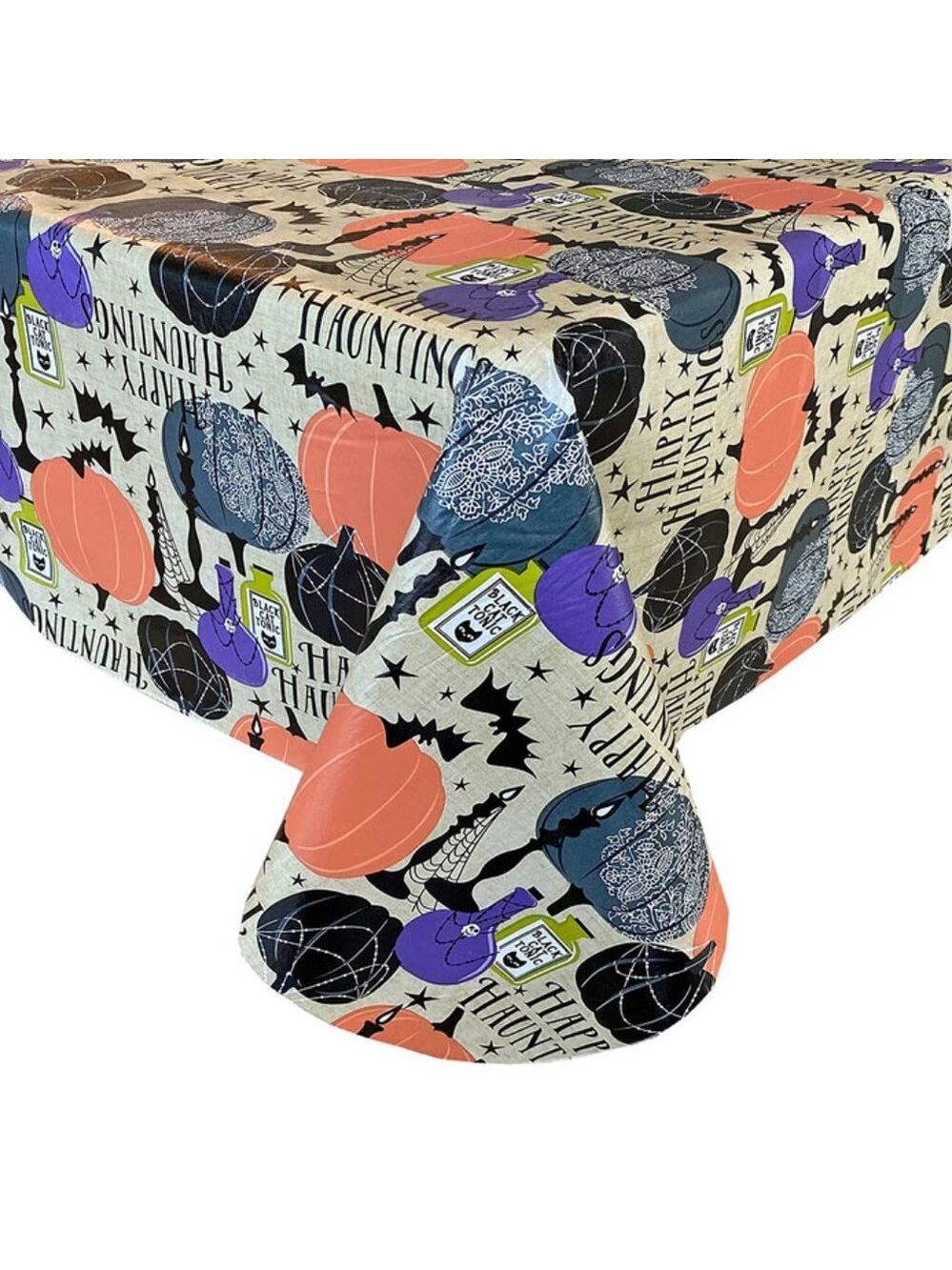 Happy haunting Halloween flannel backed tablecloth
